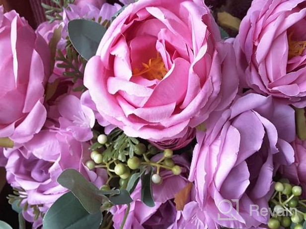 img 1 attached to Sophisticated Silk Peony Bouquets For A Stunning Wedding Decoration - Veryhome Artificial Flowers (Pack Of 2) review by Brandon Hunter