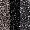 miyuki delica seed beads bundle, size 11/0 midnight palette collection (db1, db10, db321-3), 7.2 grams - 3 tubes logo