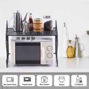 img 2 attached to DoubleWin Kitchen Microwave Oven Rack Shelf: Stylish Black Metal Stand for Countertop, Over-the-Microwave or Toaster Oven