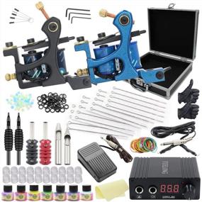 img 4 attached to Yuelong 2 Coils Tattoo Machine Kit With Needles, Ink Cups, Skin Practice Power Supply And Accessories For Beginners - Complete Tattoo Supplies Set
