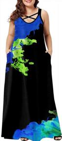 img 1 attached to Plus Size Maternity Summer Long Dress With Pockets: Wolddress Women'S Casual Sleeveless Maxi Dress