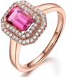timeless elegance: genuine pink tourmaline diamond engagement ring with solid 14k rose gold wedding band for women logo