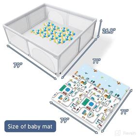 img 2 attached to 👶 Extra Large Baby Playpen with Mat - RONBEI 79x71in Baby Playpen for Babies and Toddlers, Indoor Kids Play Mat, Playyards, and Baby Fence