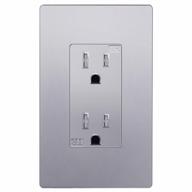 enerlites elite series decorator receptacle with screwless design - child safe, tamper-resistant outlet - ul listed, residential grade 15a 125v - self-grounding - silver with wall plate логотип