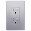 enerlites elite series decorator receptacle with screwless design - child safe, tamper-resistant outlet - ul listed, residential grade 15a 125v - self-grounding - silver with wall plate logo