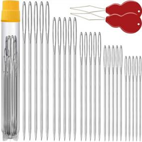 img 4 attached to 🧵 Jollmono- Premium Large Eye Needles Set: 25 PCS with 2 Needle Threaders - Assorted Sizes for Hand Sewing, Embroidery, and More