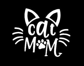 img 3 attached to 🐱 Cute Cat Lover Decal Sticker | Whiskers Paw Print Design for Cars Trucks Vans Walls Laptop | White Vinyl, 5.5 x 4.6 in