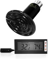 premium 150w ceramic heat emitter reptile lamp with invisible light, digital thermometer and hygrometer combo - ideal for amphibian tanks and egg incubators! logo