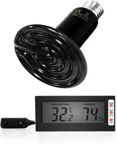 img 4 attached to Premium 150W Ceramic Heat Emitter Reptile Lamp with Invisible Light, Digital Thermometer and Hygrometer Combo - Ideal for Amphibian Tanks and Egg Incubators!