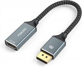 img 4 attached to FEMORO 4K DisplayPort To HDMI Adapter Converter, Braided Male-To-Female Cable For HD Video And Audio Streaming From Computer, Laptop, PC, Monitor, Projector, HDTV Compatible With DP Port