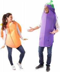 img 1 attached to Забавные костюмы фруктов и овощей для пар, 2 костюма на Хэллоуин без шнуровки для женщин и мужчин, один размер подходит всем