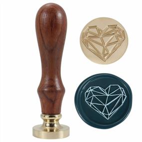 img 4 attached to Vintage Diamond Heart Sealing Stamp For Wedding Invitations - Wax Seal Stamp With Wooden Handle