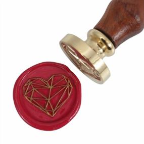 img 2 attached to Винтажная печать с бриллиантовым сердцем для свадебных приглашений - восковая печать с деревянной ручкой