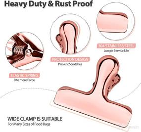 img 3 attached to 🔐 Набор из 8 зажимов для пакетов розового золота - нержавеющая сталь, прочные металлические зажимы для закрепления чипсов, кофе, хлеба и кукурузных хлопьев, сохраняющие свежесть продуктов - идеальны для дома, кухни, офиса, кладовой, кемпинга.