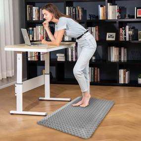 img 2 attached to 📦 FEATOL Anti Fatigue Floor Mat: Ergonomic Comfort for Standing Desk, Kitchen & Garage - Stain Resistant, Non-Slip (20"x32"- Grey)