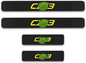 img 3 attached to 🚗 Mazda CX-3 Car Door Sill Scuff Plate Cover: Carbon Fiber Sticker for Ultimate Entry Guard Protection & Decor - Kaiweiqin 4Pcs, Yellow