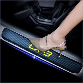 img 4 attached to 🚗 Mazda CX-3 Car Door Sill Scuff Plate Cover: Carbon Fiber Sticker for Ultimate Entry Guard Protection & Decor - Kaiweiqin 4Pcs, Yellow