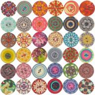 🌸 mahaohao 100pcs assorted flower painted round 2 holes wooden buttons | sewing & crafting, 20mm size logo