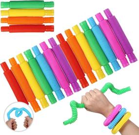 img 4 attached to 14 Pack Mini Pop And Tubes Toys для детей и взрослых - снятие стресса, снижение беспокойства, крутой гибкий сенсорный набор игрушек