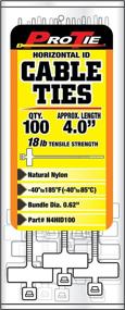 img 1 attached to 🔗 Pro Tie N4HID100 4" Nylon Horizontal ID Cable Tie, 100-Pack - Natural