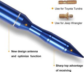 img 2 attached to UOFFROAD Blue Aluminum Antenna Replacement Assembly Accessories with Installation Screw for 2014-2021 Toyota Tundra, 2007-2021 Jeep Wrangler JL/JT/JK