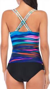 img 3 attached to PHIBEE Women'S Two Piece V-Neck Criss Cross Tankini Swimsuit Vintage Cutout Bathing Suits