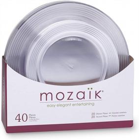 img 4 attached to 40-Piece Mozaik Premium Clear Plastic Round Plate Set.
