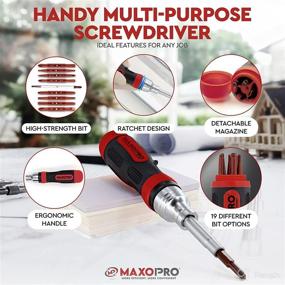 img 1 attached to 🔧 MAXOPRO 19-in-1 Ratcheting Multi-bit Set Screwdriver with Magnetic Tips - Portable and Multipurpose All-In-One Screwdriver for Phillips, Slotted, Torx-Star, Hex, and Square Bits