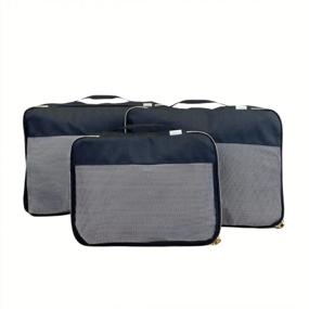 img 4 attached to Effortlessly Organize Your Luggage With Itzy Ritzy'S Set Of 3 Large Packing Cubes - Mesh Tops, Double Zippers, And Fabric Handles Included!