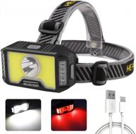 xlentgen 1200 lumen rechargeable cob + t6 led headlamp with red light - 5 modes waterproof head lamp for running, cycling, camping, and fishing. logo