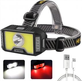 img 4 attached to XLENTGEN 1200 Lumen Rechargeable COB + T6 LED Headlamp With Red Light - 5 Modes Waterproof Head Lamp For Running, Cycling, Camping, And Fishing.