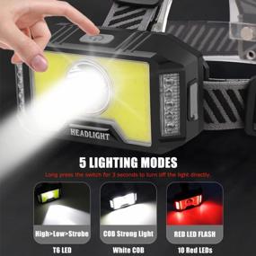 img 2 attached to XLENTGEN 1200 Lumen Rechargeable COB + T6 LED Headlamp With Red Light - 5 Modes Waterproof Head Lamp For Running, Cycling, Camping, And Fishing.