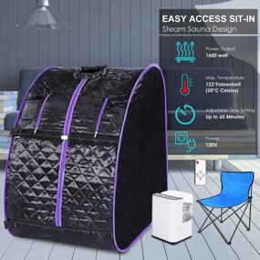 img 3 attached to Himimi New Upgrade 2.5L Foldable Steam Sauna Portable Indoor Home Spa Relaxation At Home, 60 Minute Timer With Chair Remote (Triangle, Purple)