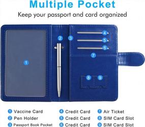 img 1 attached to Leather Passport And Vaccine Card Holder Case With CDC Vaccination Card Slot, RFID Blocking Travel Documents Organizer Protector For Women & Men - Blue Sky