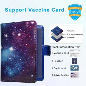 img 2 attached to Leather Passport And Vaccine Card Holder Case With CDC Vaccination Card Slot, RFID Blocking Travel Documents Organizer Protector For Women & Men - Blue Sky