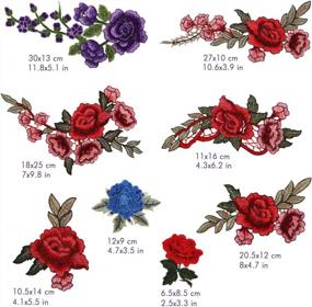 img 2 attached to 8 Pairs Sewing Embroidered Patches Rose Flower Applique | 16 Pieces Bright Colors Cute Designs For Clothes Jeans Shoes Bags