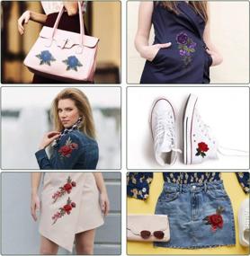 img 1 attached to 8 Pairs Sewing Embroidered Patches Rose Flower Applique | 16 Pieces Bright Colors Cute Designs For Clothes Jeans Shoes Bags