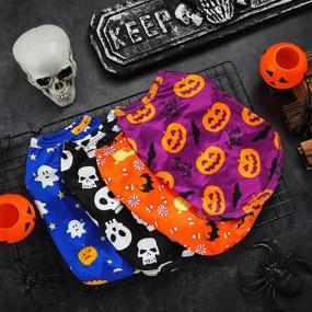 img 1 attached to 🎃 Small Dog Halloween Dog Shirt - Pumpkin Ghosts Bats Skeletons Print - Dog Apparel Costume for Halloween Parties - Ideal Fit 4-5 lbs - Puppy Halloween Dog Clothes