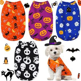 img 4 attached to 🎃 Small Dog Halloween Dog Shirt - Pumpkin Ghosts Bats Skeletons Print - Dog Apparel Costume for Halloween Parties - Ideal Fit 4-5 lbs - Puppy Halloween Dog Clothes