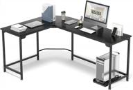 teraves modern l-shaped desk corner computer desk home office study workstation wood & steel pc laptop gaming table logo