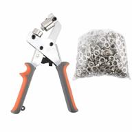 portable handheld grommet punching plier tool with 3/8 inch diameter and 500 silver eyelets for manual pressing machine logo