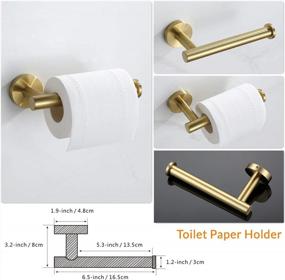 img 1 attached to Velimax 4-Piece Bathroom Hardware Set - Wall-Mounted Towel Bar, Robe Hook, Toilet Paper Holder, Towel Ring - Made From SUS304 Stainless Steel With Brushed Gold Finish - Includes 23" Towel Bar