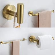 velimax 4-piece bathroom hardware set - wall-mounted towel bar, robe hook, toilet paper holder, towel ring - made from sus304 stainless steel with brushed gold finish - includes 23" towel bar logo