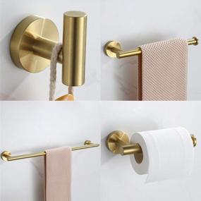 img 4 attached to Velimax 4-Piece Bathroom Hardware Set - Wall-Mounted Towel Bar, Robe Hook, Toilet Paper Holder, Towel Ring - Made From SUS304 Stainless Steel With Brushed Gold Finish - Includes 23" Towel Bar