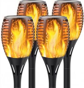 img 4 attached to Solar-Powered Flickering Flame Torch Lights: Ideal For Garden And Patio Decoration - Waterproof And Auto On/Off Features - Pack Of 4