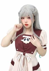 img 2 attached to Silver Grey And Green Yashiro Nene Cosplay Wig — Toilet-Bound Hanako-Kun Anime Hair For Women, Perfect For Halloween - By C-ZOFEK