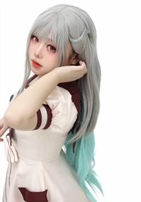 img 4 attached to Silver Grey And Green Yashiro Nene Cosplay Wig — Toilet-Bound Hanako-Kun Anime Hair For Women, Perfect For Halloween - By C-ZOFEK