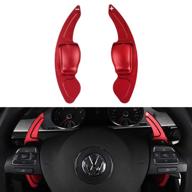 🔴 2pcs red metal steering wheel shift paddles for vw golf 6 tiguan mk5 mk6 jetta gti r20 r36 cc scirocco - lecart steering paddle shifter extensions for improved car interior decor and accessories логотип
