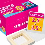 aureuo mini stretched canvas - 2.5 x 2.5 inch/24 pack - 2/5 inch profile little square canvas - holiday gift set for kids, ideal for painting & craft logo