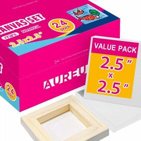 img 4 attached to AUREUO Mini Stretched Canvas - 2.5 X 2.5 Inch/24 Pack - 2/5 Inch Profile Little Square Canvas - Holiday Gift Set For Kids, Ideal For Painting & Craft
